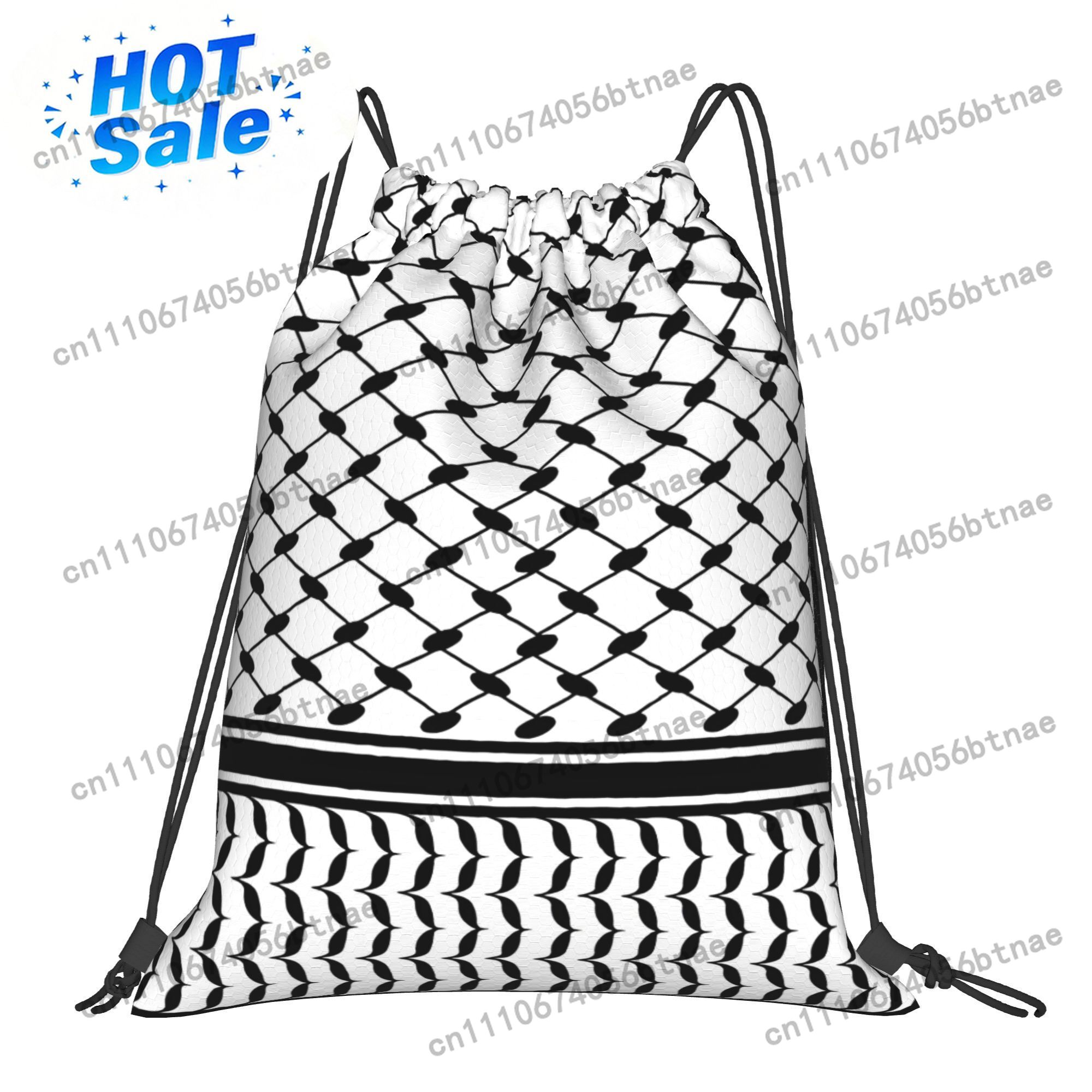Drawstring Gym Bag - 쿠피야 중동 패턴 드로스트링 백 경량