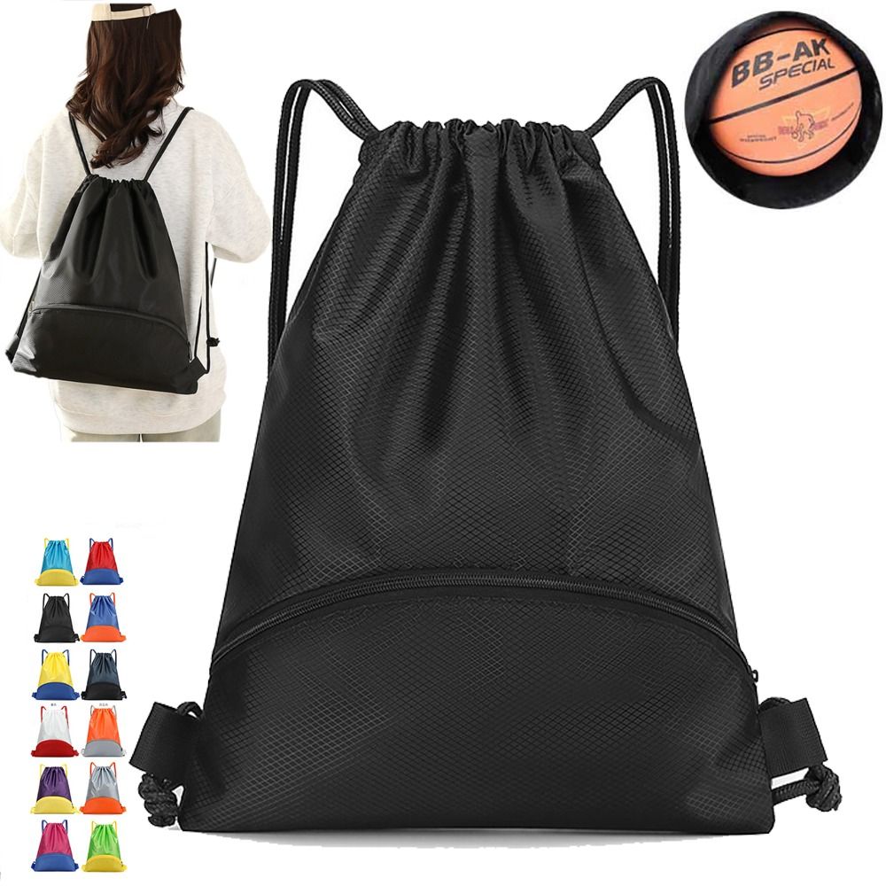 Drawstring Gym Bag - 대용량 스포츠 드로스트링 포켓 방수 옥스포드