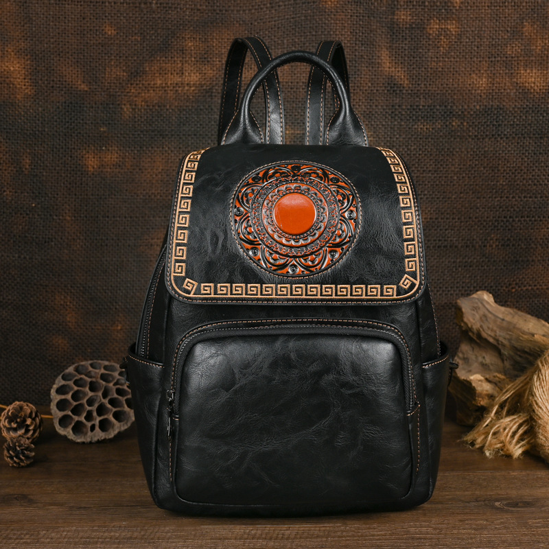 Leather Backpack Vintage - Johnature 2026 새로운 빈티지 수제 여성용