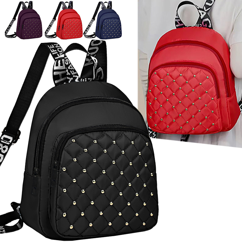 Canvas Backpack Casual - 시크하고 스타일리시한 스터드 백팩, 멀티 컬러