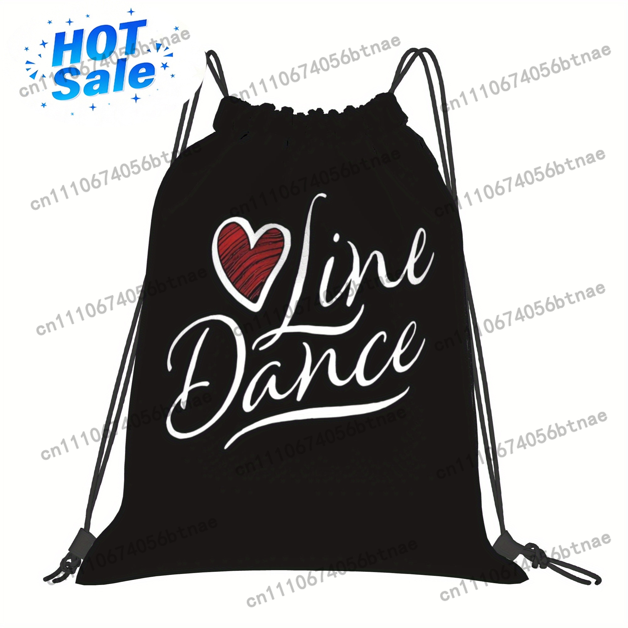 LOVE 라인 댄스 드로스트링 백 - 흰색 하트와 글자 - Drawstring Gym Bag 리뷰 및 가격