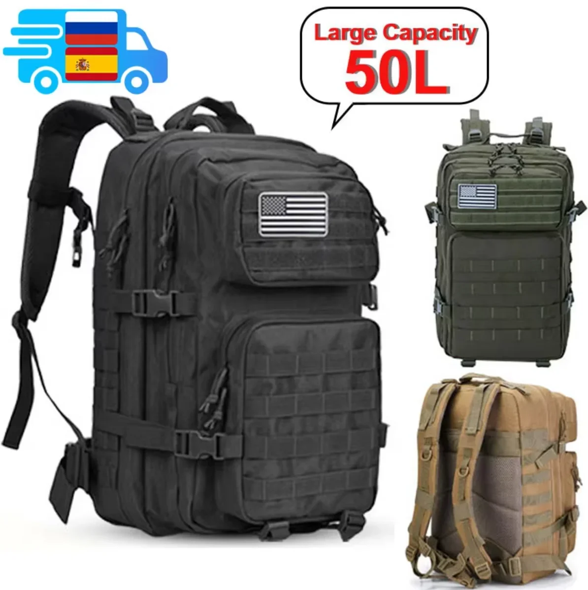 2Q-50L 전술 배낭 남성용 여행 대용량 배낭 남성용 - Rucksack Military Style 리뷰 및 가격