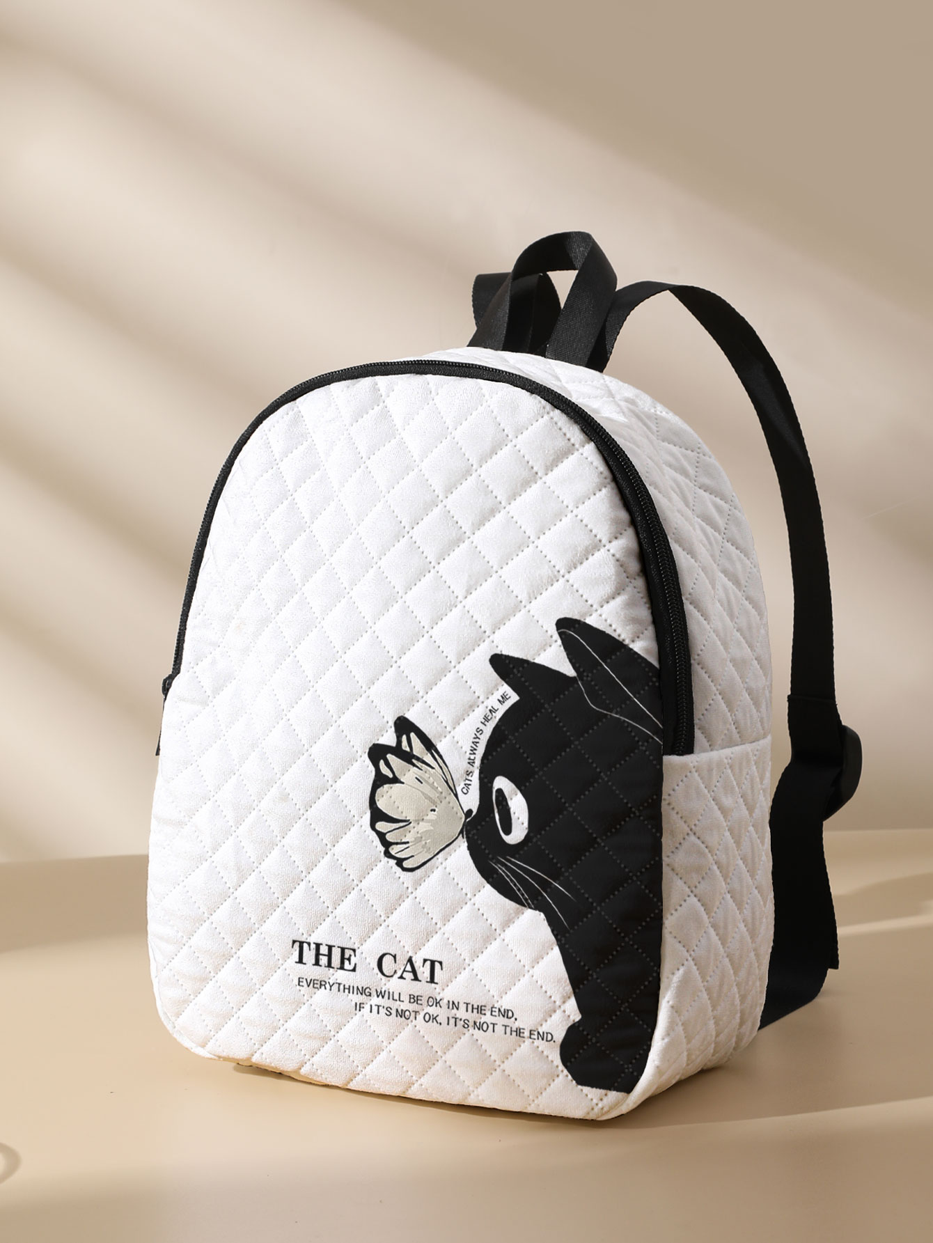검은 고양이 나비 프린트 누빔 컴팩트 백팩, 야외, 여 - Mini Backpack Purse 리뷰 및 가격
