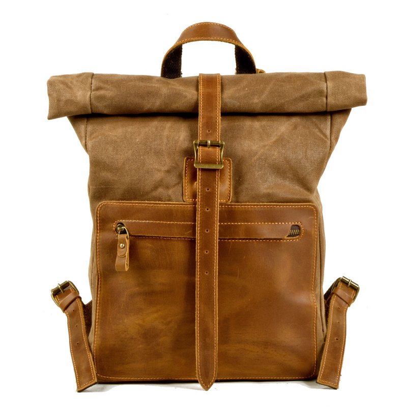 남성용 새로운 심플하고 레트로한 왁스 캔버스 백팩, 가 - Canvas Backpack Casual 리뷰 및 가격